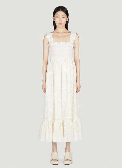 Gucci Double G Flower Broderie Anglaise Dress In White