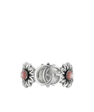 Gucci Double G Flower Ring In Silver
