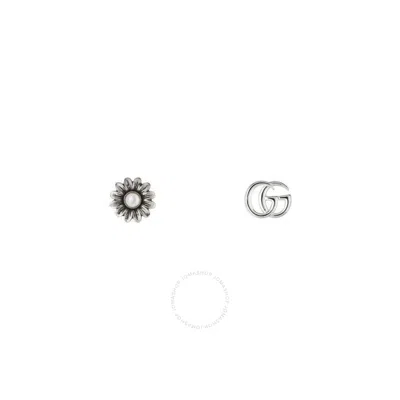 Gucci Double G Flower Stud Earrings - Ybd527390001 In Silver Tone