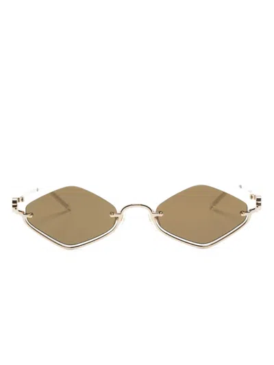 Gucci Double G Geometric-frame Sunglasses In Gold