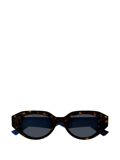 Gucci Double G Geometric-frame Sunglasses In Brown