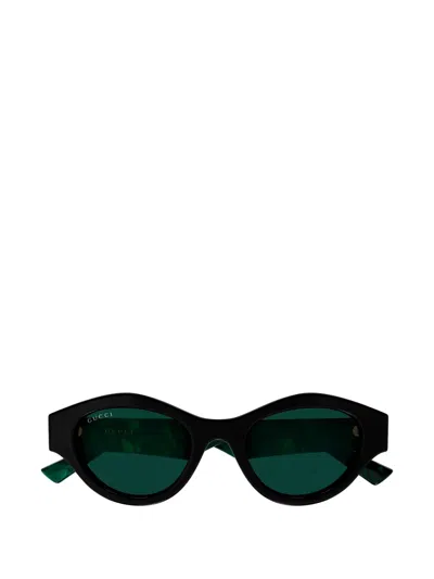 Gucci Double G Geometric-frame Sunglasses In Green