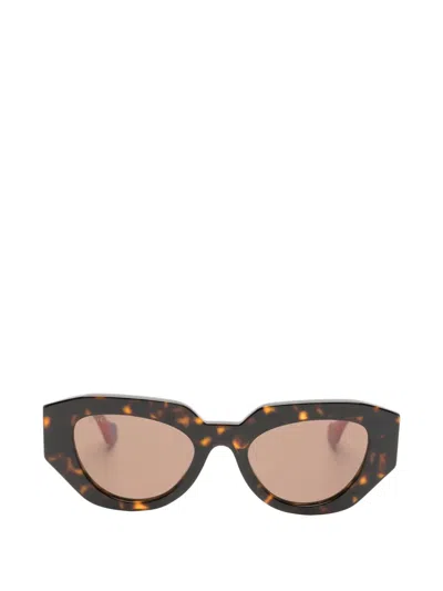 Gucci Double G Geometric-frame Sunglasses In Brown
