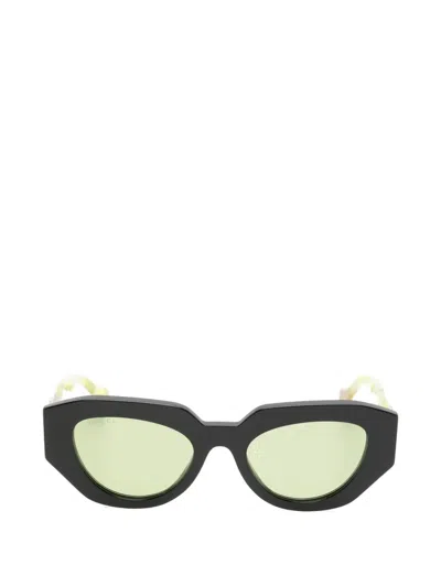 Gucci Double G Geometric-frame Sunglasses In Green