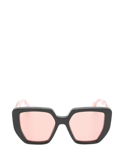 Gucci Double G Geometric-frame Sunglasses In Pink