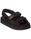 Gucci Double G Gg Canvas & Leather Sandal In Black