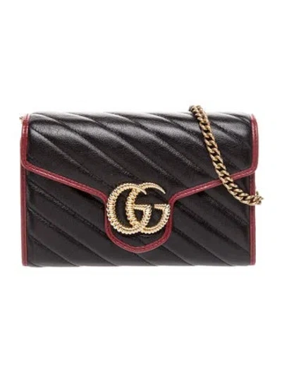 Pre-owned Gucci Double G Gg Marmont Chain Wallet In Multi