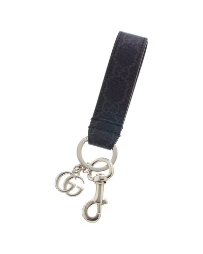 Gucci Double G Gg Supreme Canvas Canvas Key Chain In Black