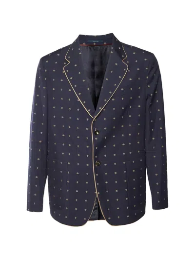 Pre-owned Gucci Double G Jacquard Blazer In Blue
