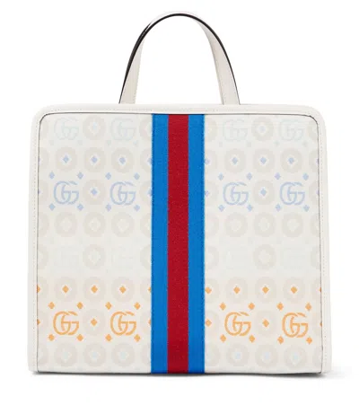 Gucci Kids' Double G Jacquard Canvas Tote Bag In Neutral