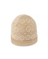 Gucci Double G-jacquard Cotton Beanie In Nude