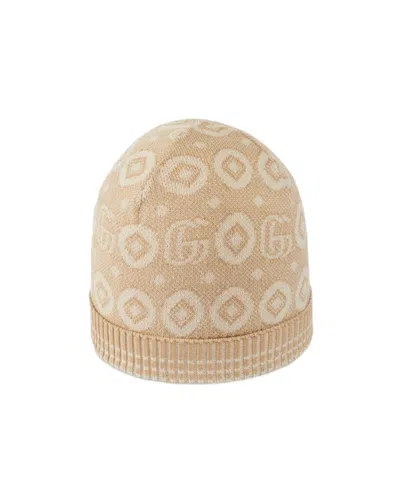 Gucci Double G-jacquard Cotton Beanie In Nude