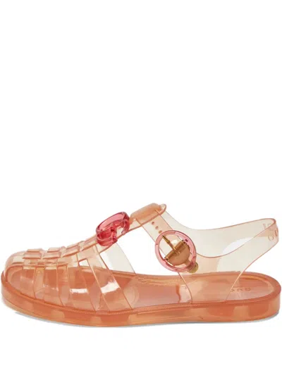 Pre-owned Gucci Double G Jelly Sandals In Orange