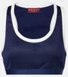 Gucci Technical Jersey Top With Logo In Blue