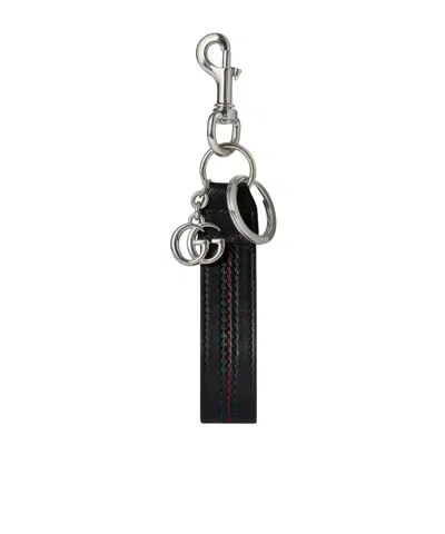 Gucci Double G Keychain With Web Detail In Animal Print