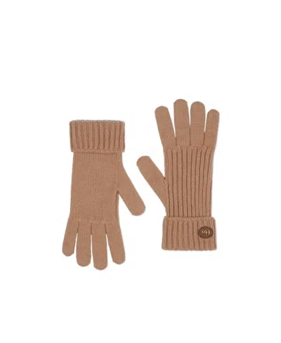 Gucci Double G Knitted Gloves In Brown
