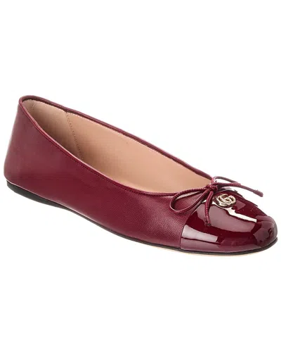 Gucci Double G Leather Ballet Flat In Burgundy