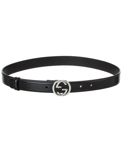 Gucci Double G Leather Belt In Black