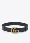 Gucci Black Belt With Double G Buckle In Blue