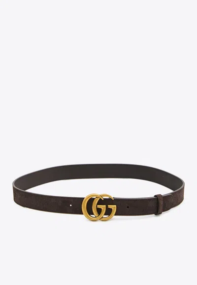 Gucci Double G Leather Belt In Brown