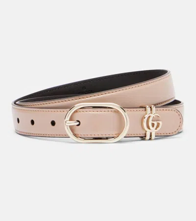 Gucci Double G Leather Belt In Brown
