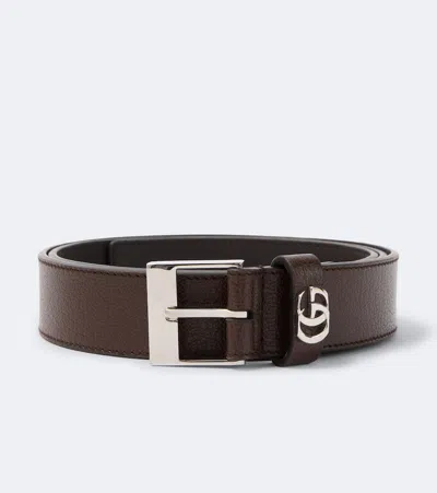 Gucci Double G Leather Belt In Brown