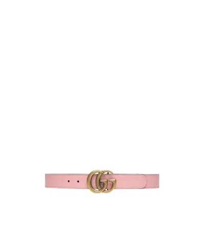 Gucci Double G Leather Belt In Pink