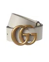 Gucci Double G Leather Belt In White