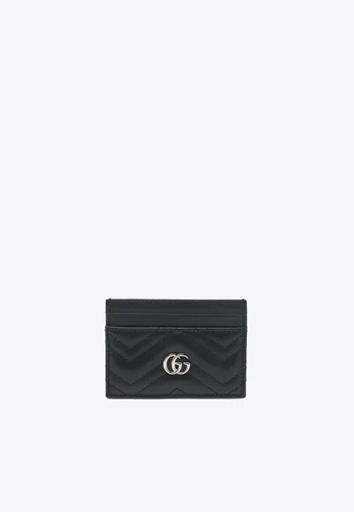 Gucci Double G Leather Cardholder In Black
