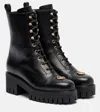 Gucci Double G Leather Combat Boots In Black
