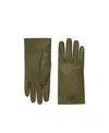 Gucci Double G Leather Gloves In Green