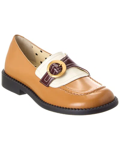 Gucci Double G Leather Loafer In Brown