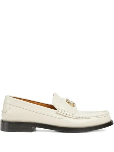 Gucci Double G Leather Loafers In Nude & Neutrals