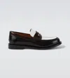 Gucci Double G Leather Penny Loafers In Multi