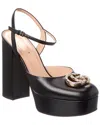 Gucci Double G Embellished Leather Platform Pumps In Black