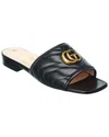 Gucci Jolie Logo-embellished Quilted Leather Slides In Black