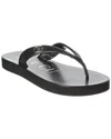 Gucci Black Nappa Leather Platform Thong Sandals With Double G In Black