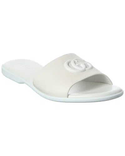Gucci Double G Leather Sandal In White