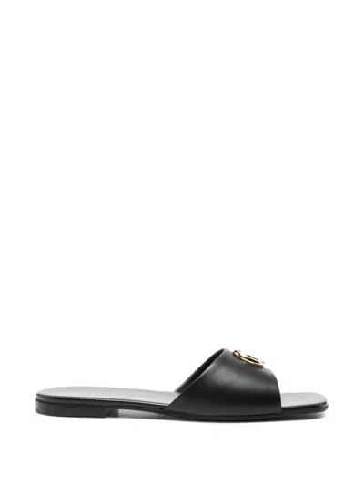 Gucci Logo-embellished Lamb Leather Slider Sandal In Black