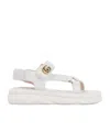 Gucci Double-g Leather Sandals In White