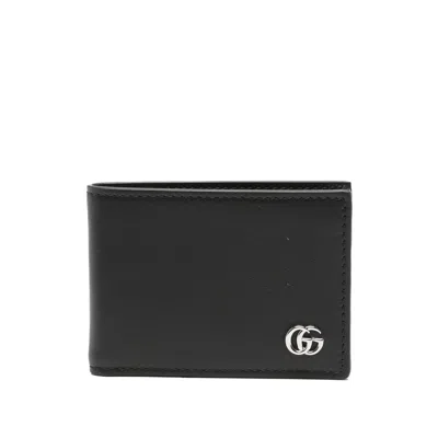 Gucci Double G Leather Wallet In Black