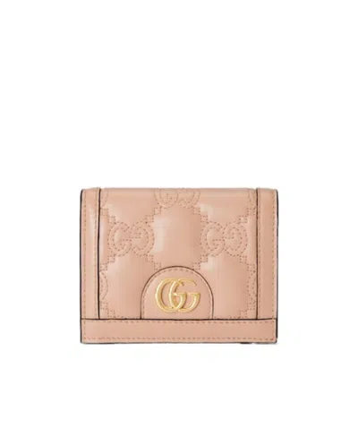 Gucci Double G Leather Wallet In Nude