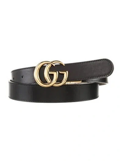 Pre-owned Gucci Double G Logo Belt In Black