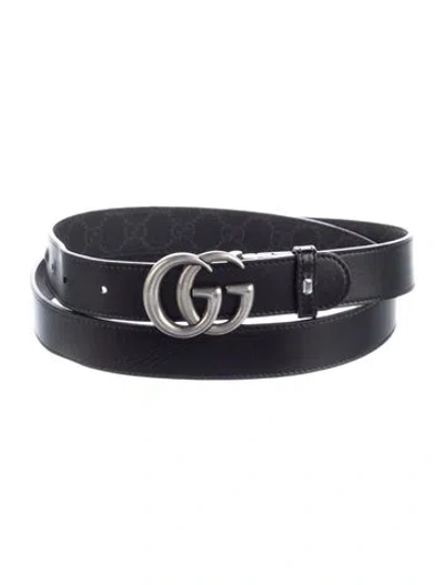 Pre-owned Gucci Double G Logo Belt In Black