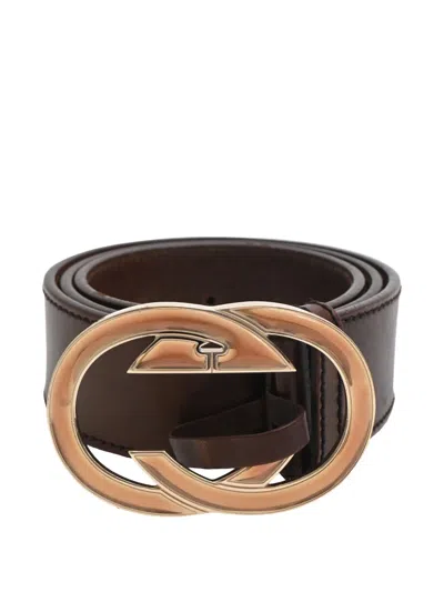 Pre-owned Gucci Double G Logo Belt In Brown