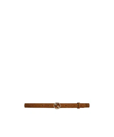 Gucci Double G Logo Belt In Brown