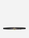 GUCCI DOUBLE G LOGO-BUCKLE LEATHER BELT