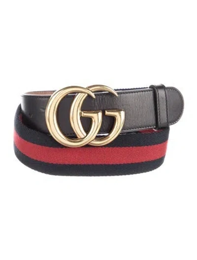 Pre-owned Gucci Double G Logo Canvas Belt Kit In Blue