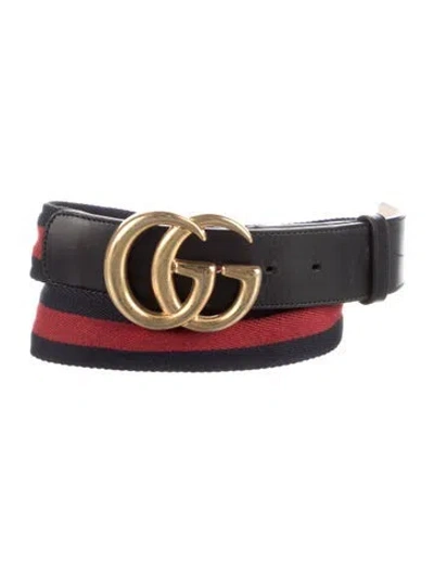 Pre-owned Gucci Double G Logo Canvas Belt Kit In Blue