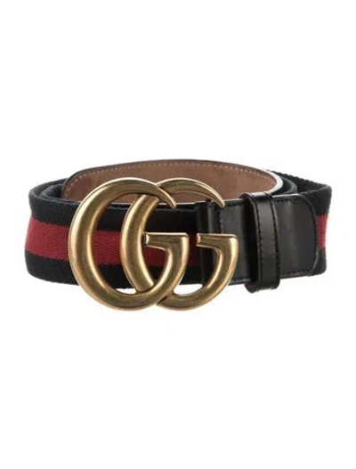 Pre-owned Gucci Double G Logo Canvas Belt In Multi